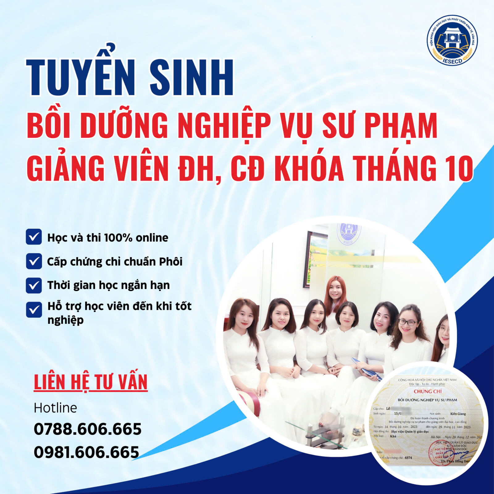 Tuyển sinh lớp bồi dưỡng nghiệp vụ sư phạm cho giảng viên đại học, cao đẳng