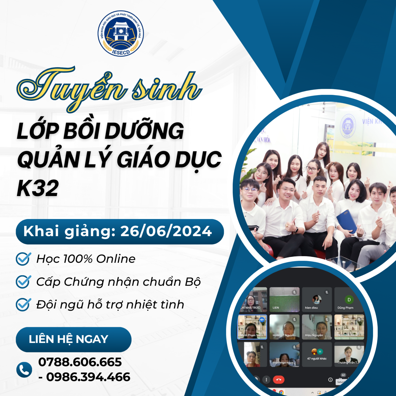 Tuyển sinh lớp Bồi dưỡng Quản lý giáo dục K32