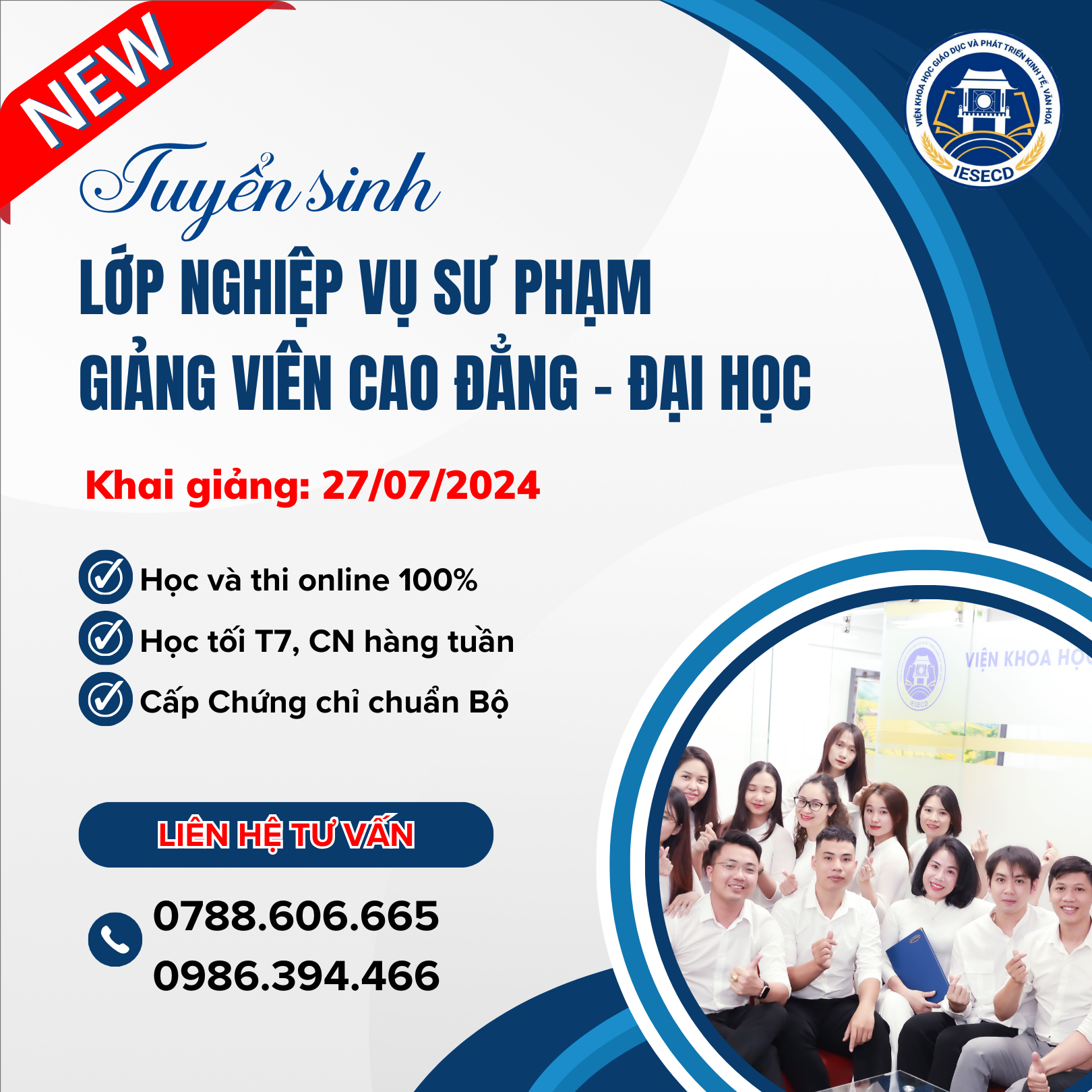 Tuyển sinh lớp Bồi dưỡng nghiệp vụ sư phạm cho giảng viên đại học, cao đẳng