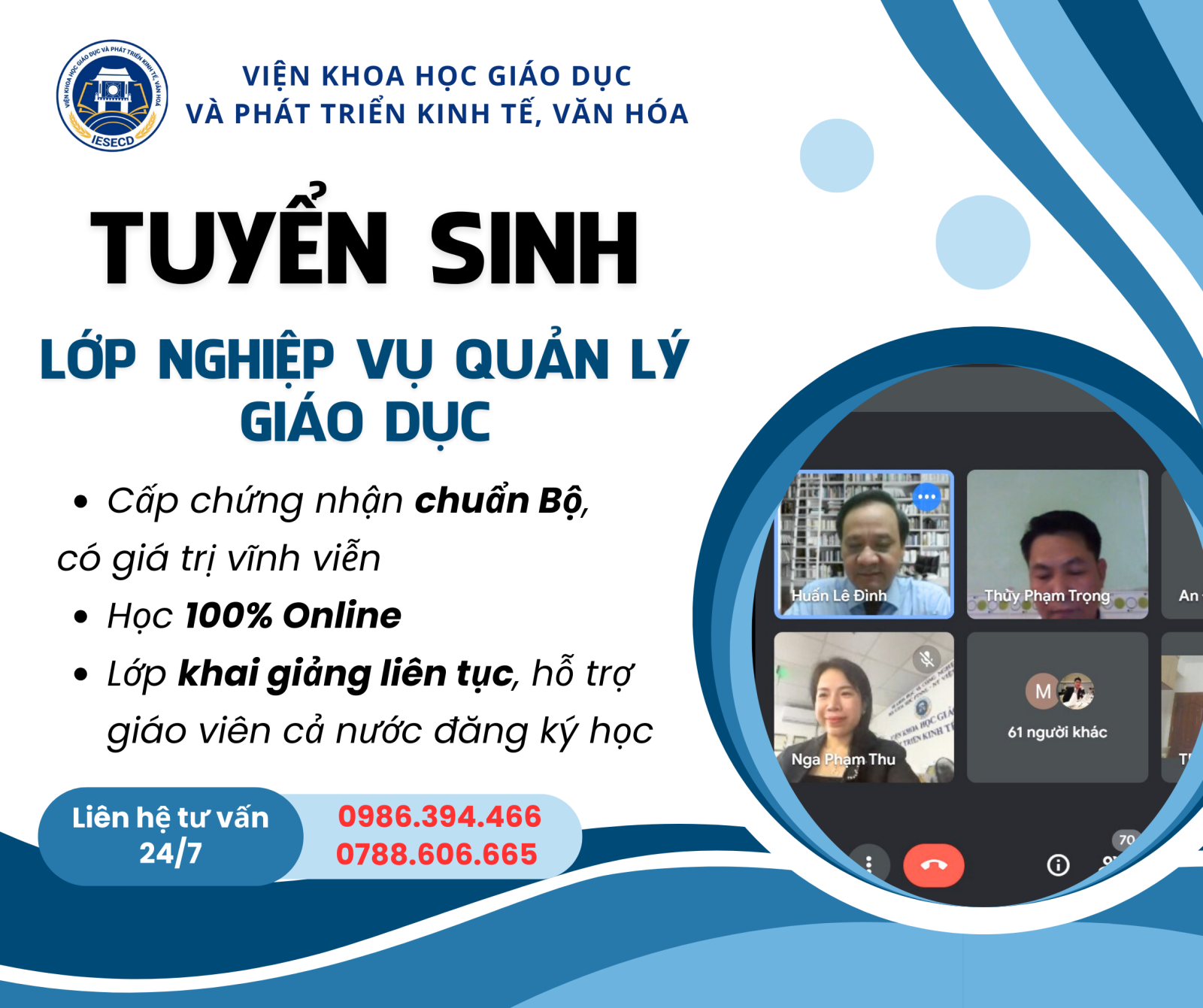 TUYỂN SINH LỚP NGHIỆP VỤ QUẢN LÝ GIÁO DỤC K31